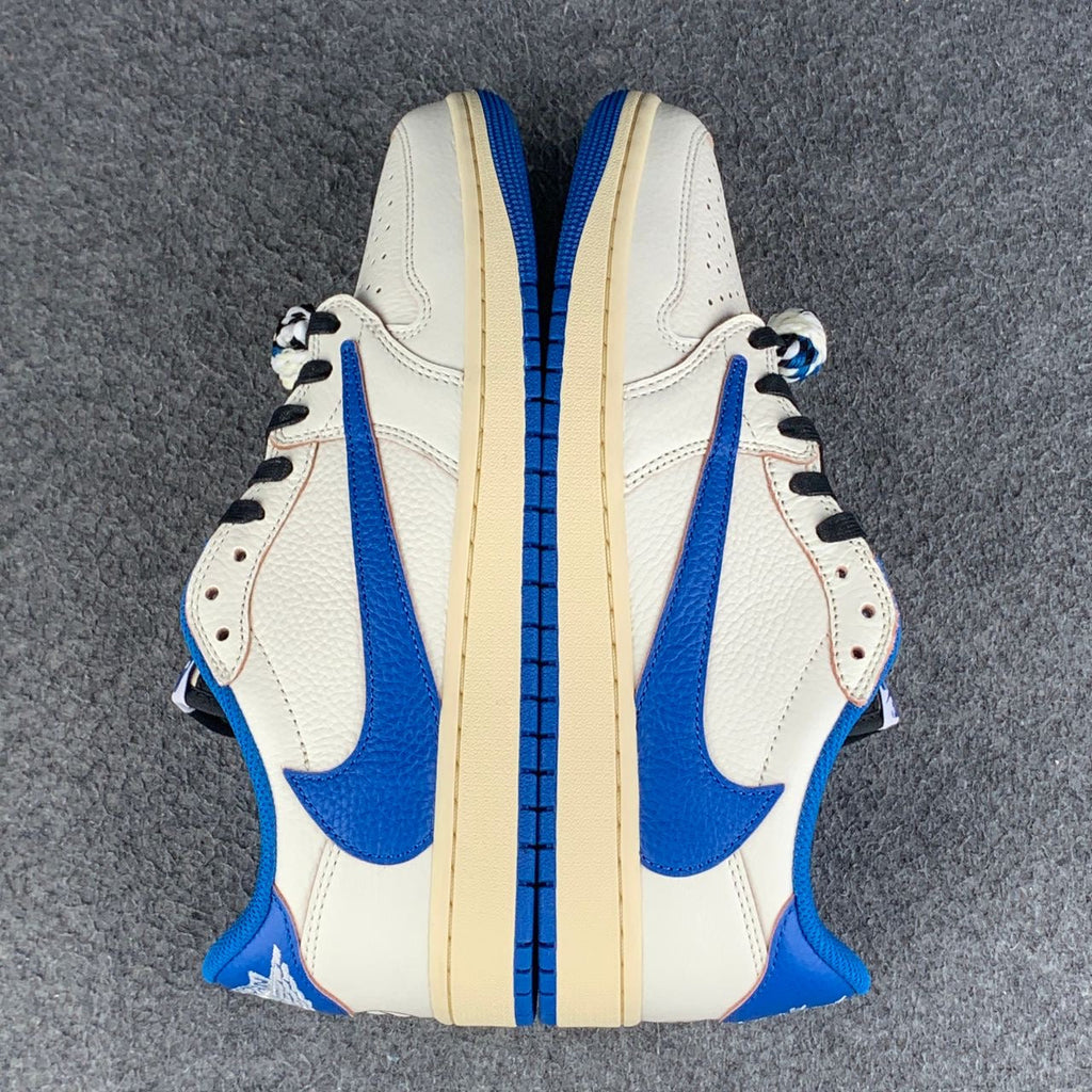Fragment Design x Travis Scott x Air Jordan 1 Retro Low OG SP 'Sail Military Blue'
