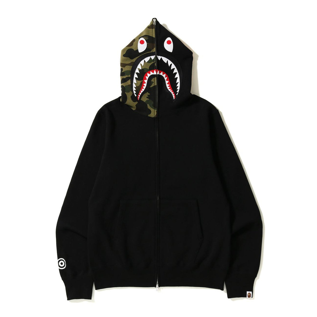 BAPE Black Camo Shark Face Zip Hoodie