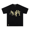 AMIRI Gold Wordmark Black Short-Sleeve T-Shirt