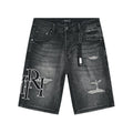 AMIRI Collegiate Graphic Denim Shorts - Black