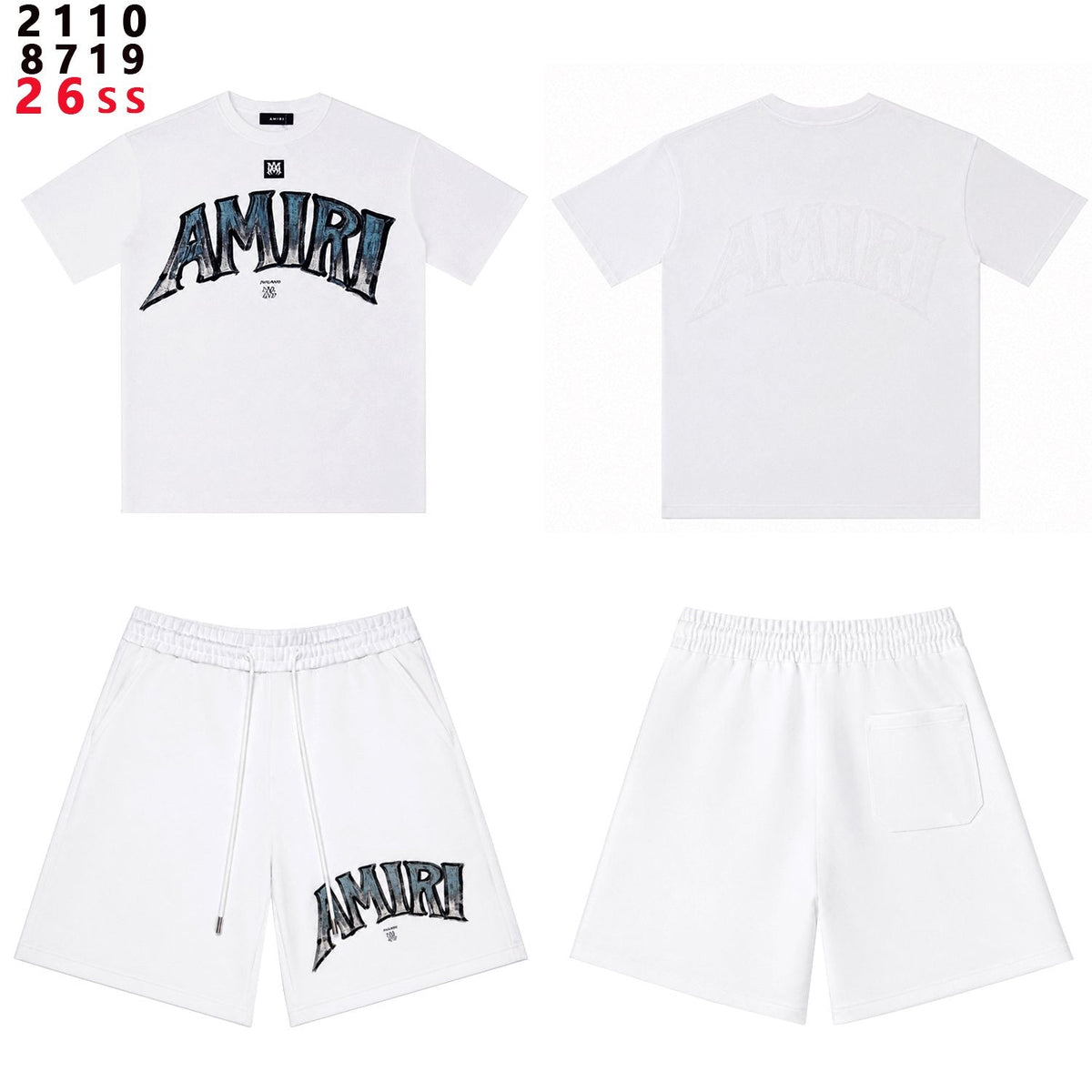 AMIRI Metallic Letter Graphic T-Shirt & Shorts Set