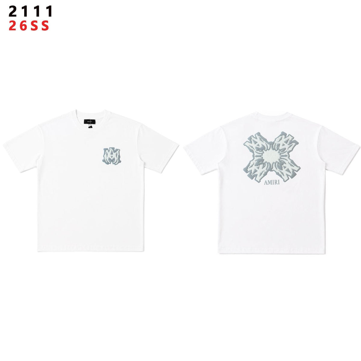 AMIRI Ice Blue Flame Graphic Short-Sleeve Set
