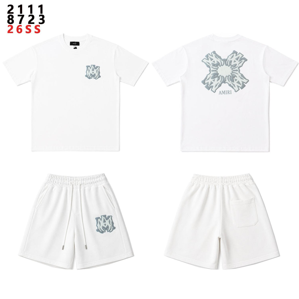 AMIRI Ice Blue Flame Graphic Short-Sleeve Set