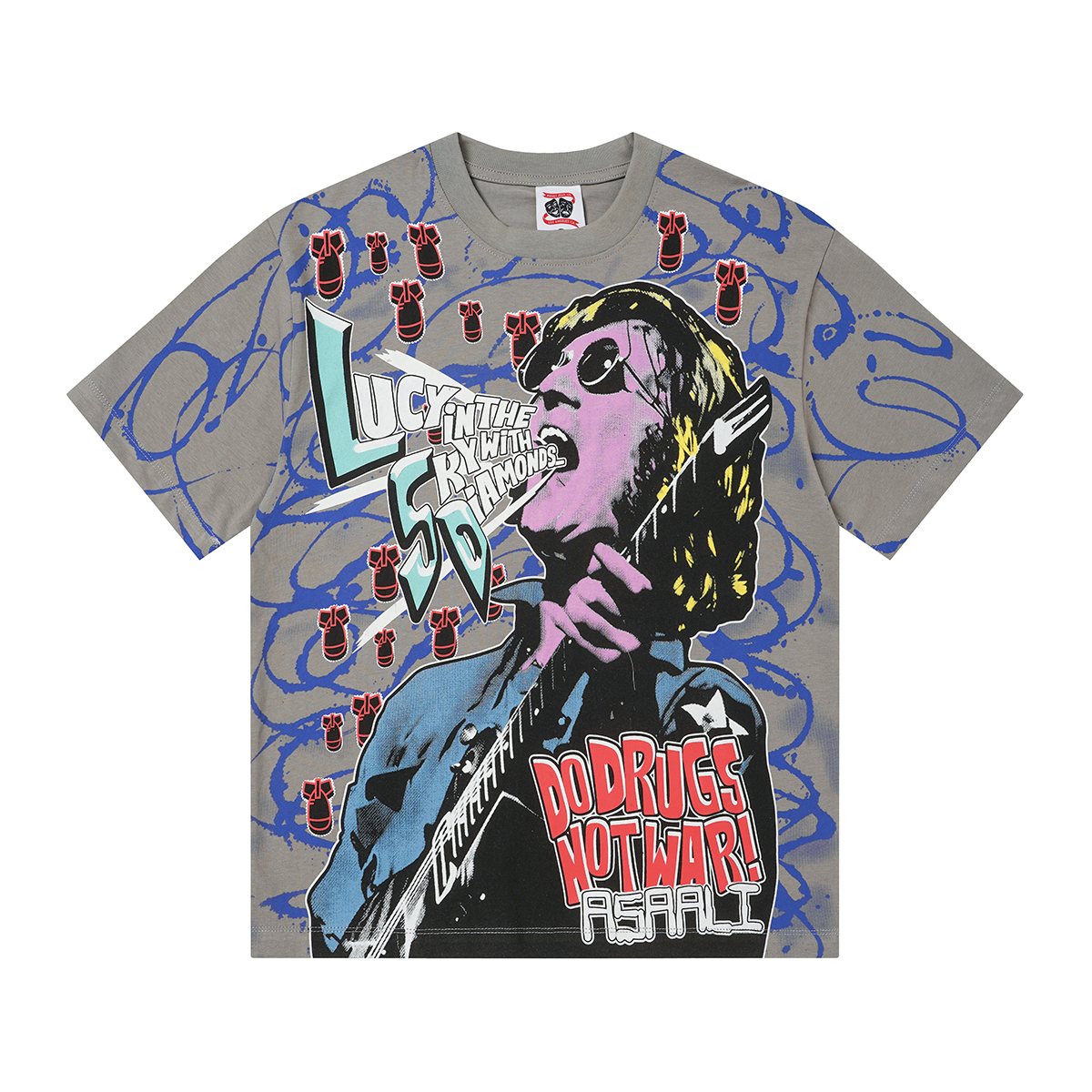 ASAALL Peace Love & Cocaine Singer Graphic T-Shirt
