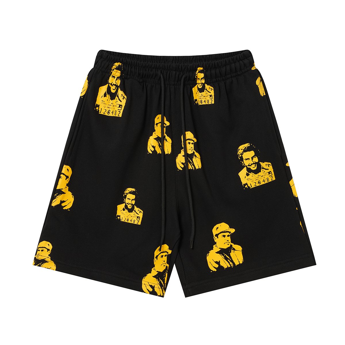 ASAALL All-Over Portrait Graphic Drawstring Shorts