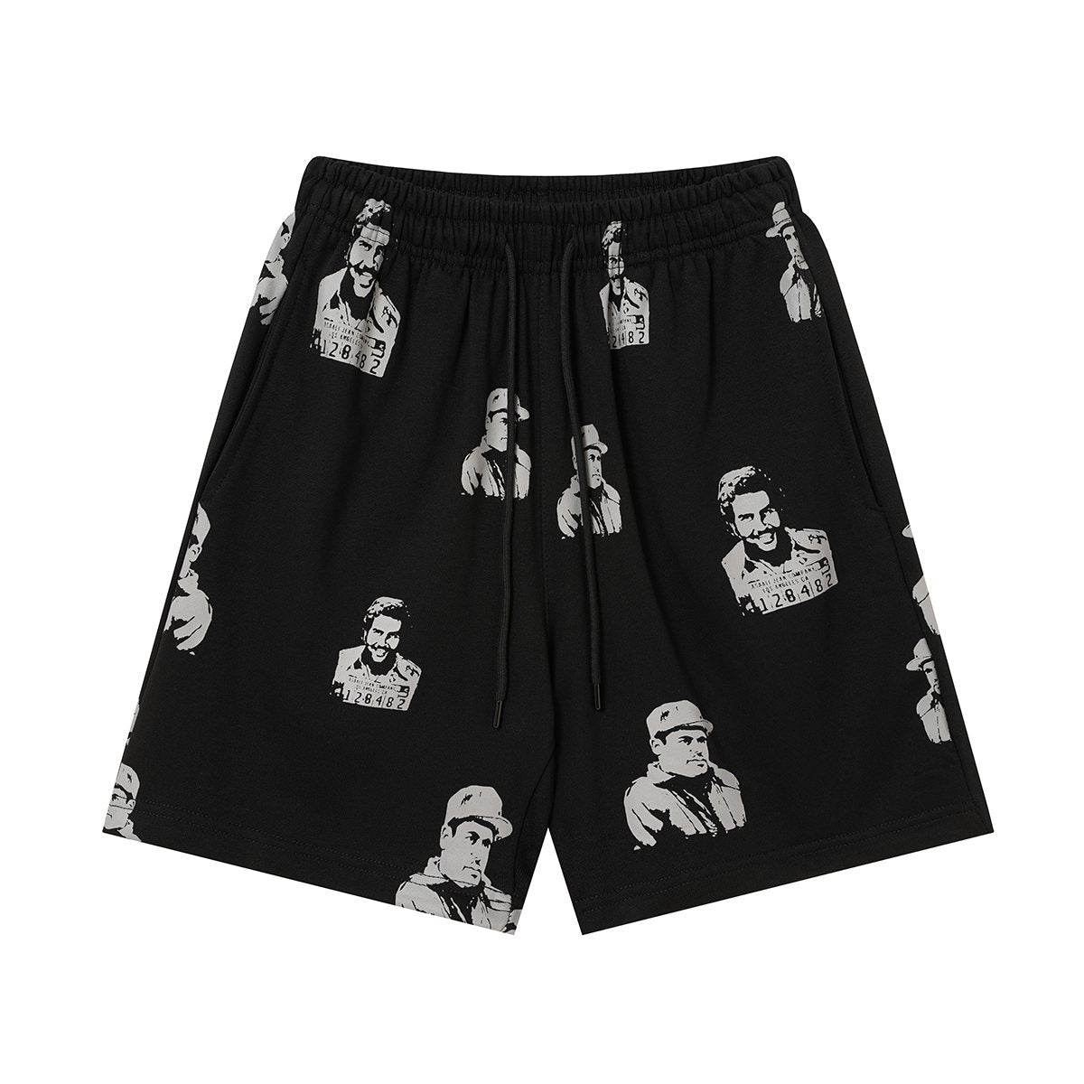 ASAALL All-Over Portrait Graphic Drawstring Shorts