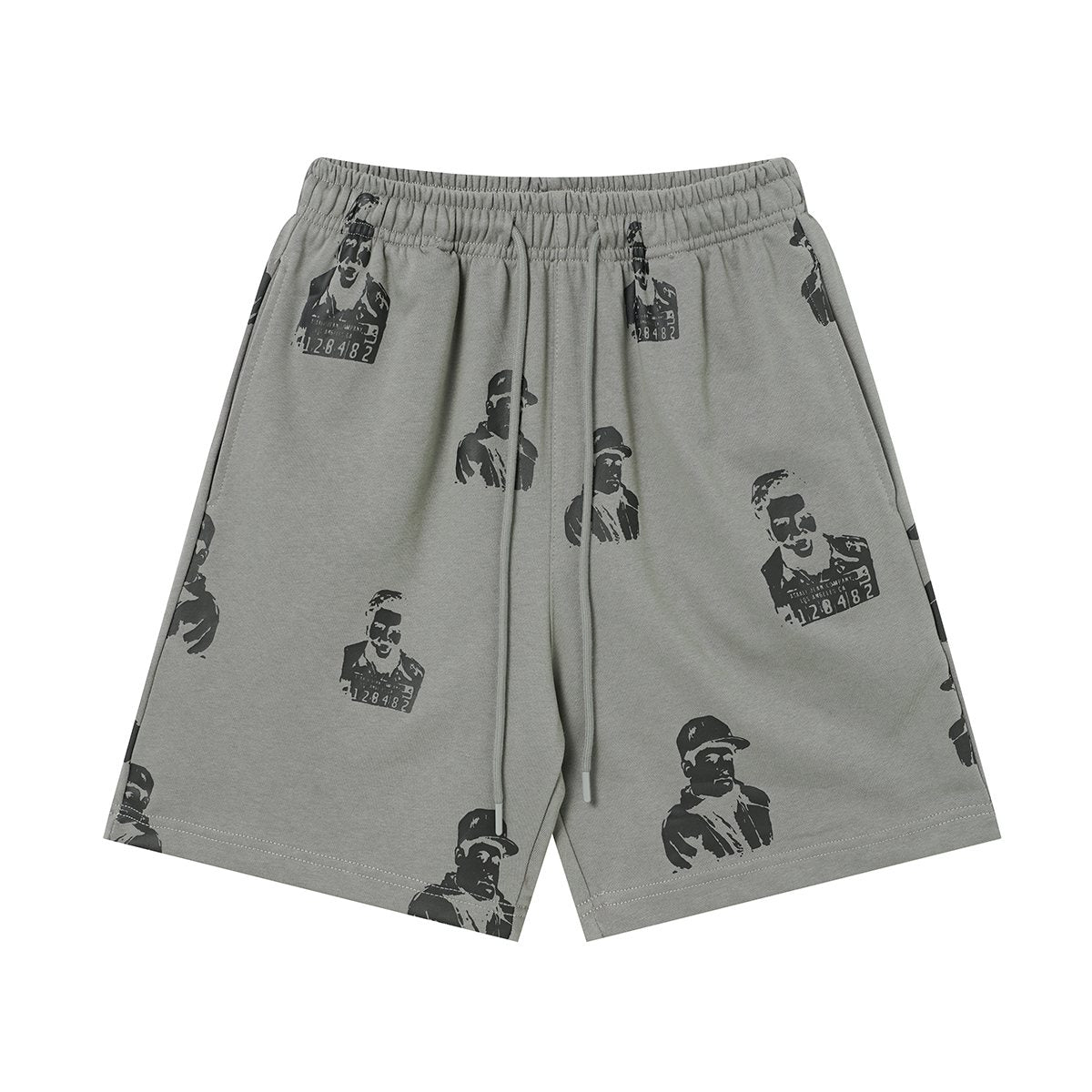 ASAALL All-Over Portrait Graphic Drawstring Shorts