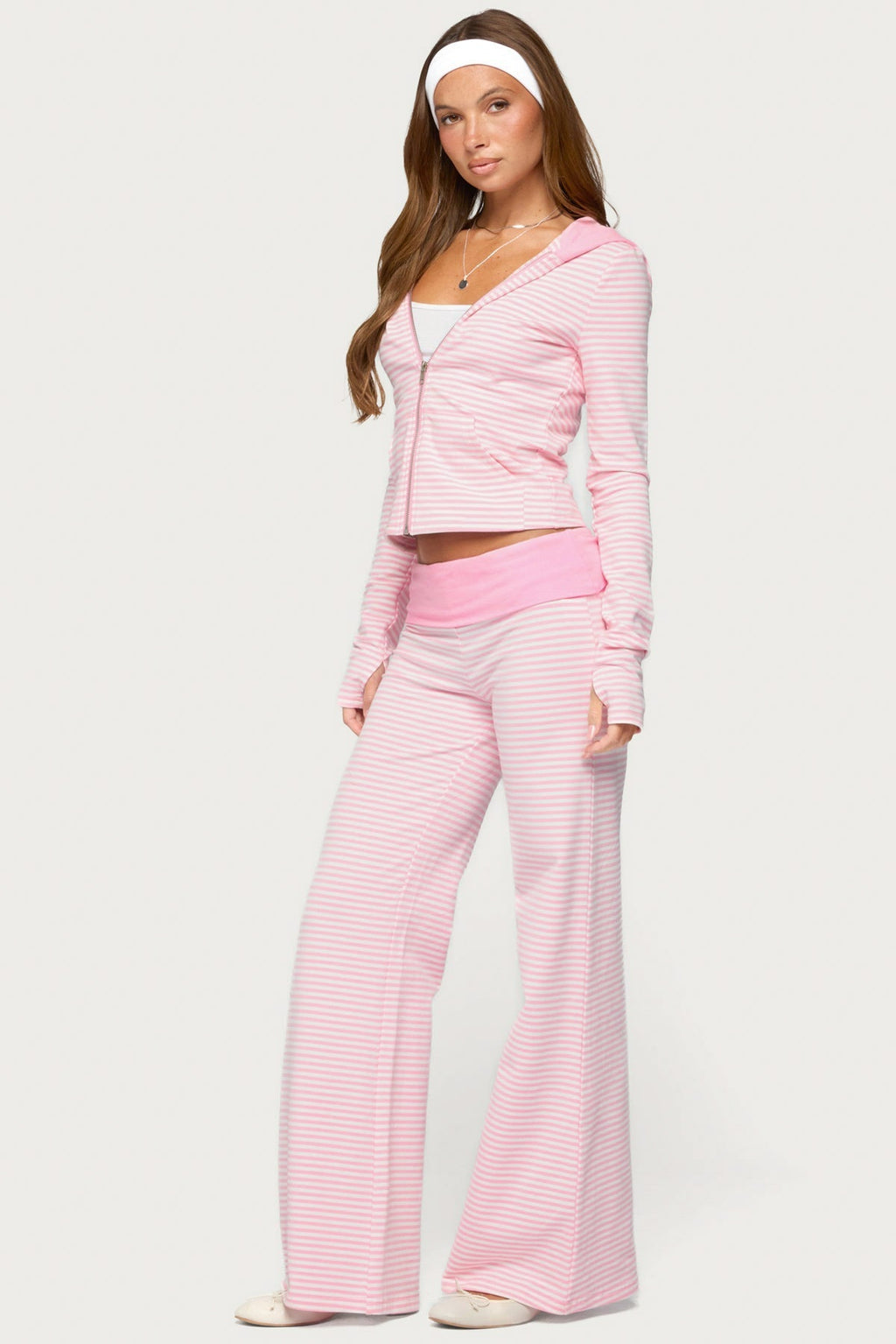 Meggy Striped Zip Up Hoodie