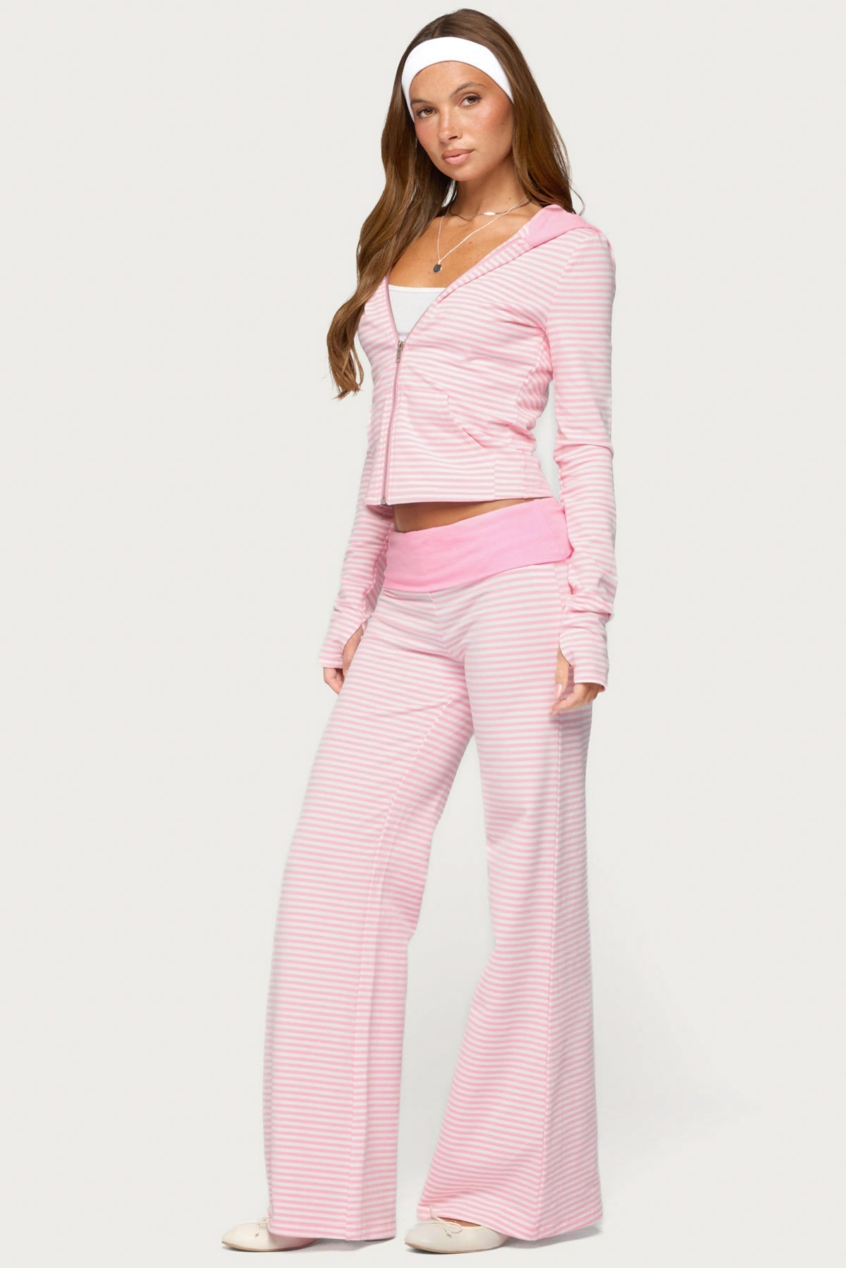 Meggy Striped Zip Up Hoodie