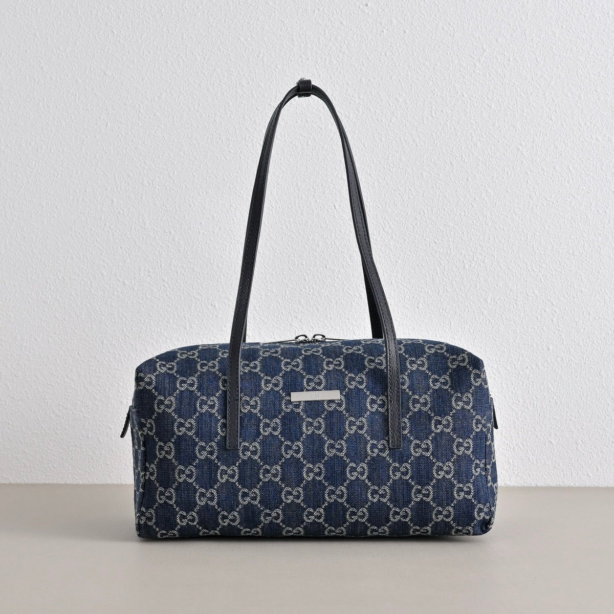 GUCCI GG Melrose Blue Denim Boston Bag-875228