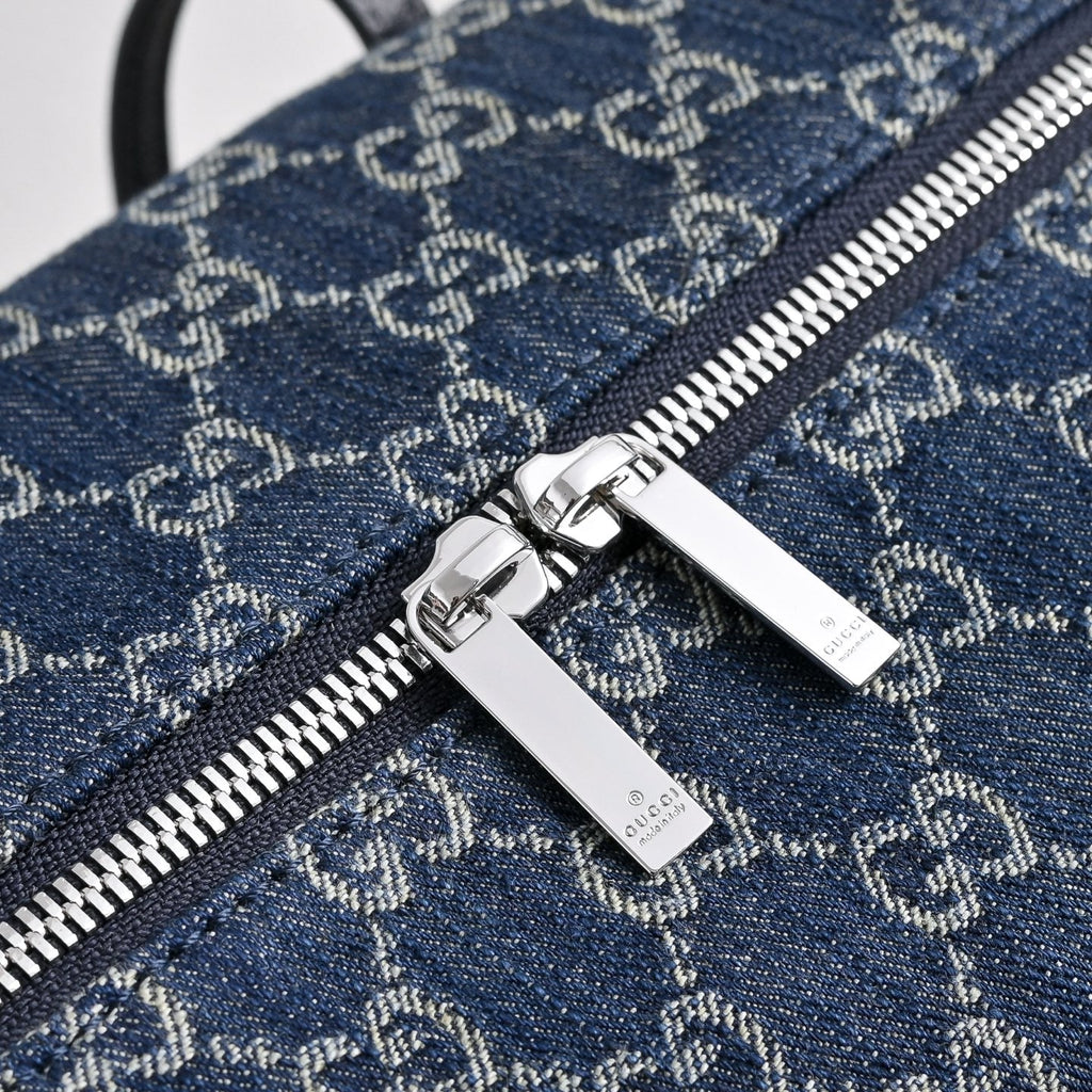 GUCCI GG Melrose Blue Denim Boston Bag-875228