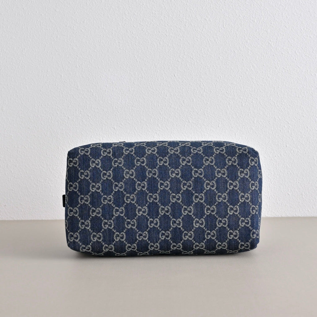 GUCCI GG Melrose Blue Denim Boston Bag-875228