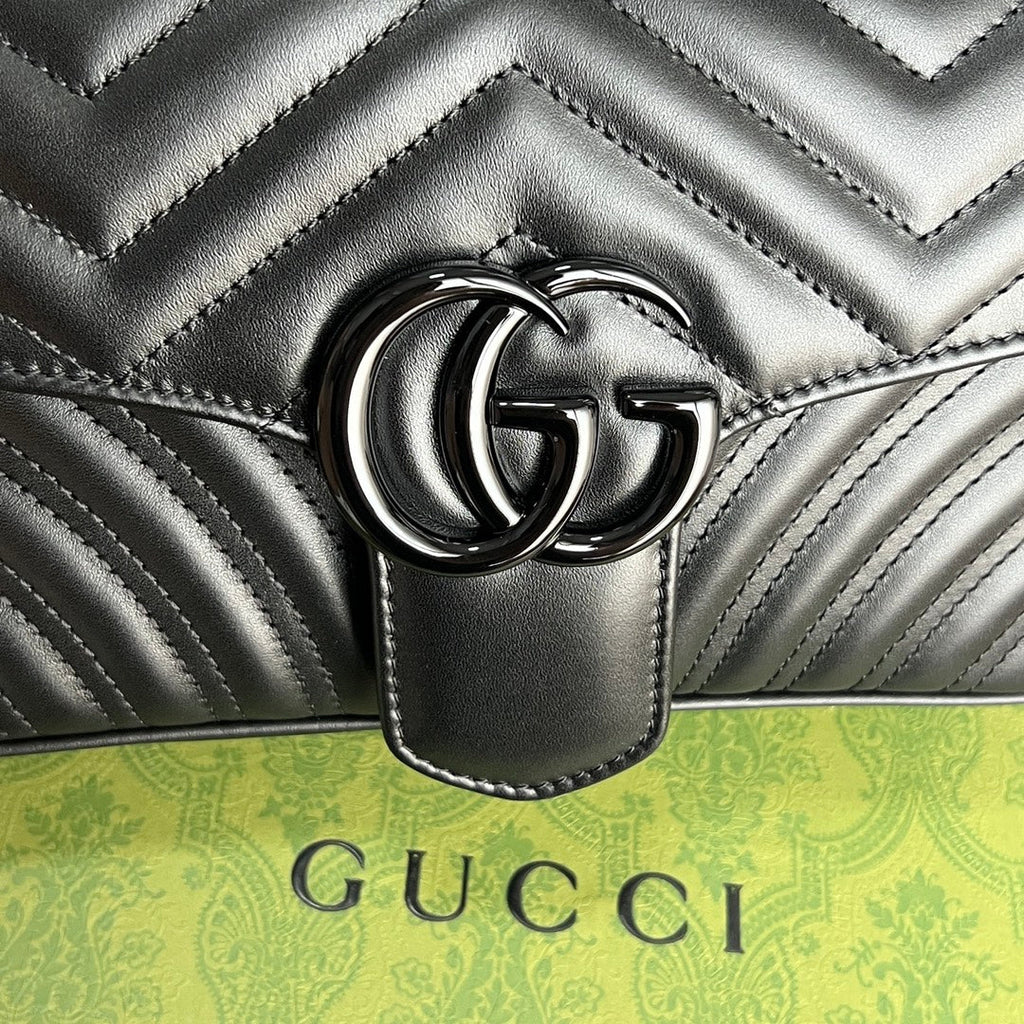 Gucci GG Marmont Black Leather Shoulder Bag-443497
