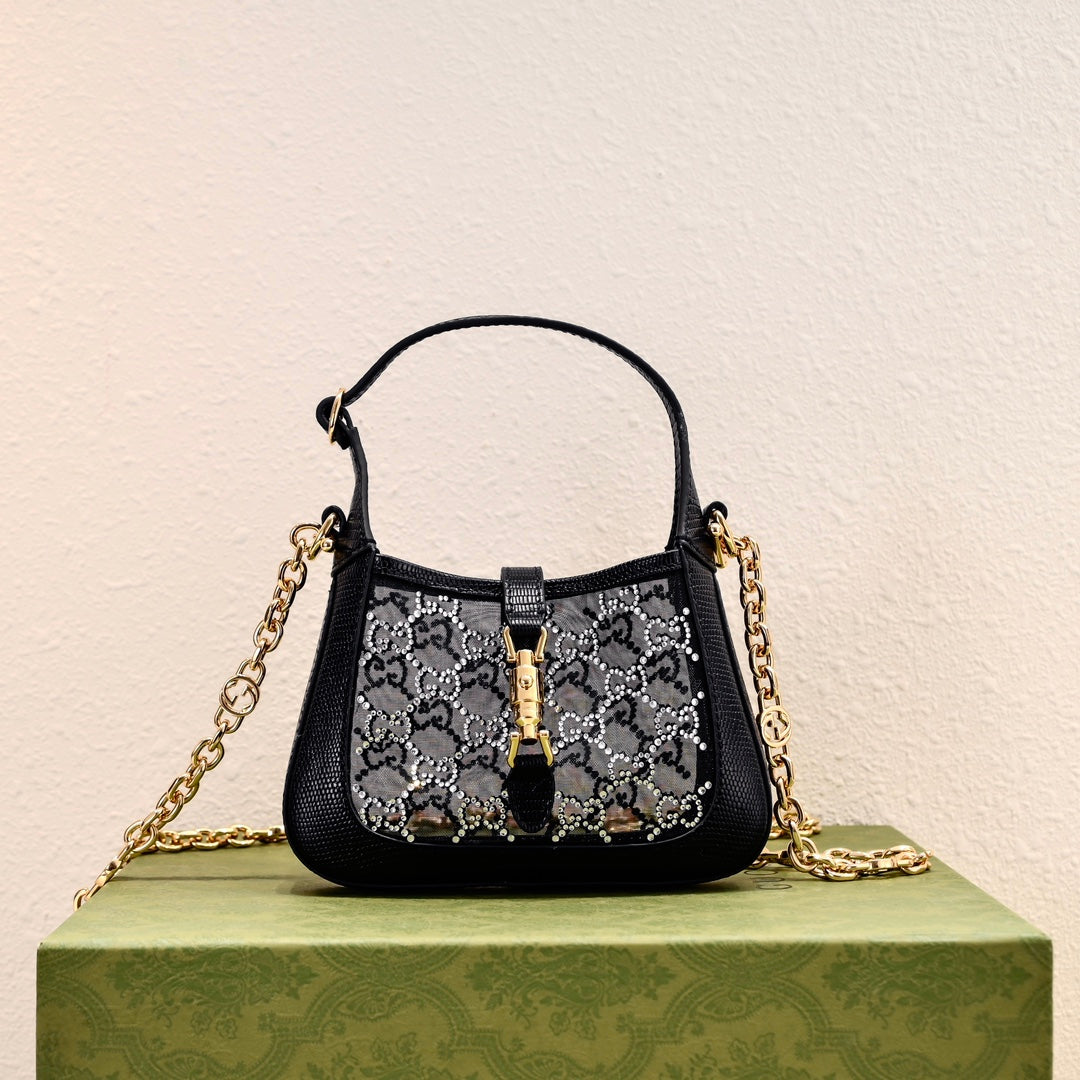 Gucci Jackie 1961 Black Crystal Shoulder Bag-677027