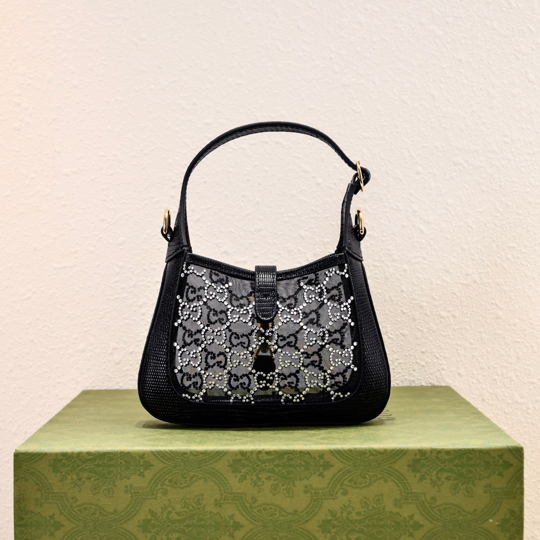 Gucci Jackie 1961 Black Crystal Shoulder Bag-677027