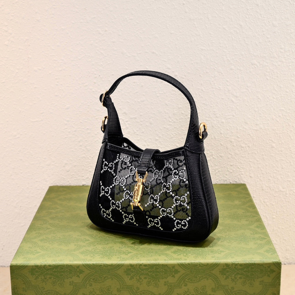 Gucci Jackie 1961 Black Crystal Shoulder Bag-677027