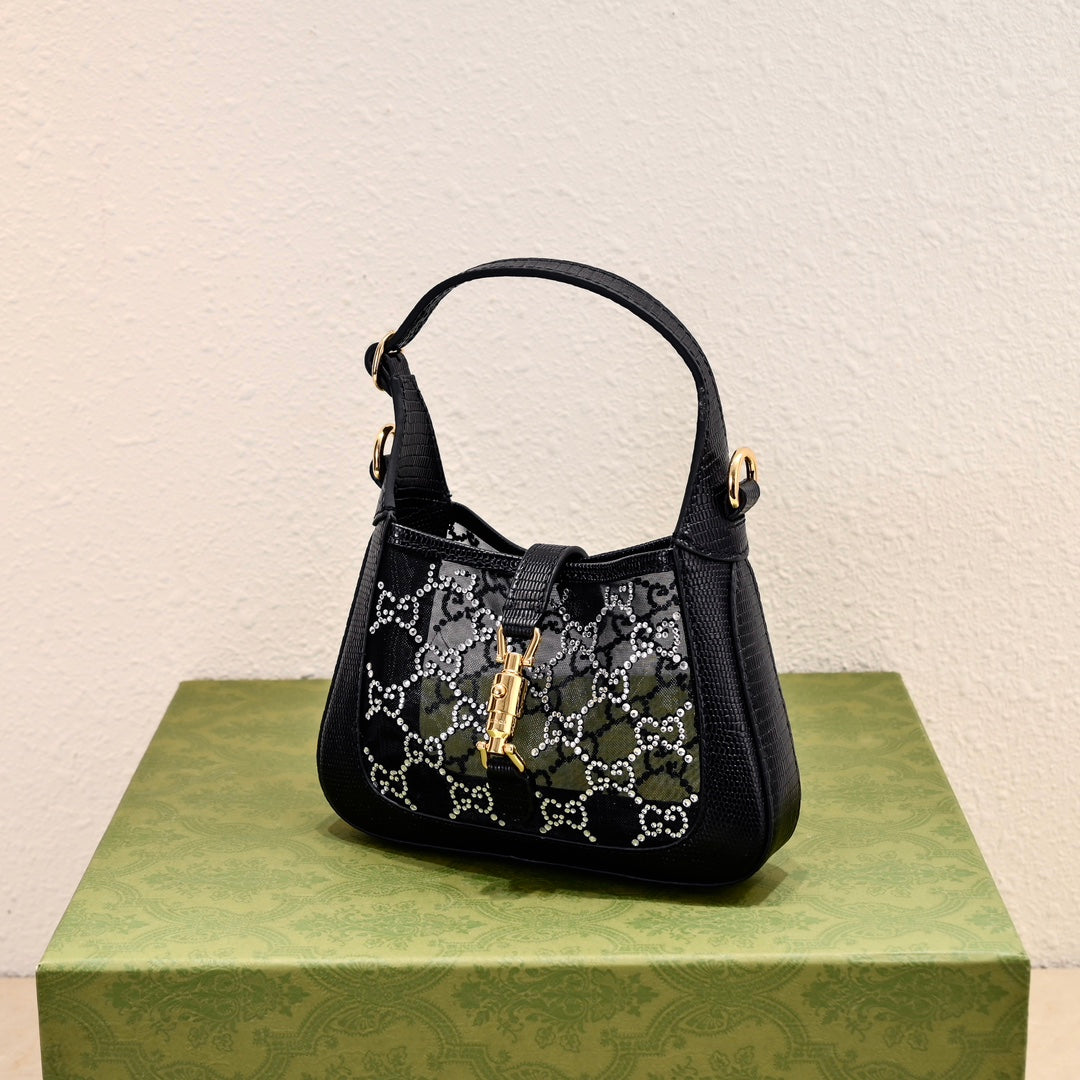 Gucci Jackie 1961 Black Crystal Shoulder Bag-677027
