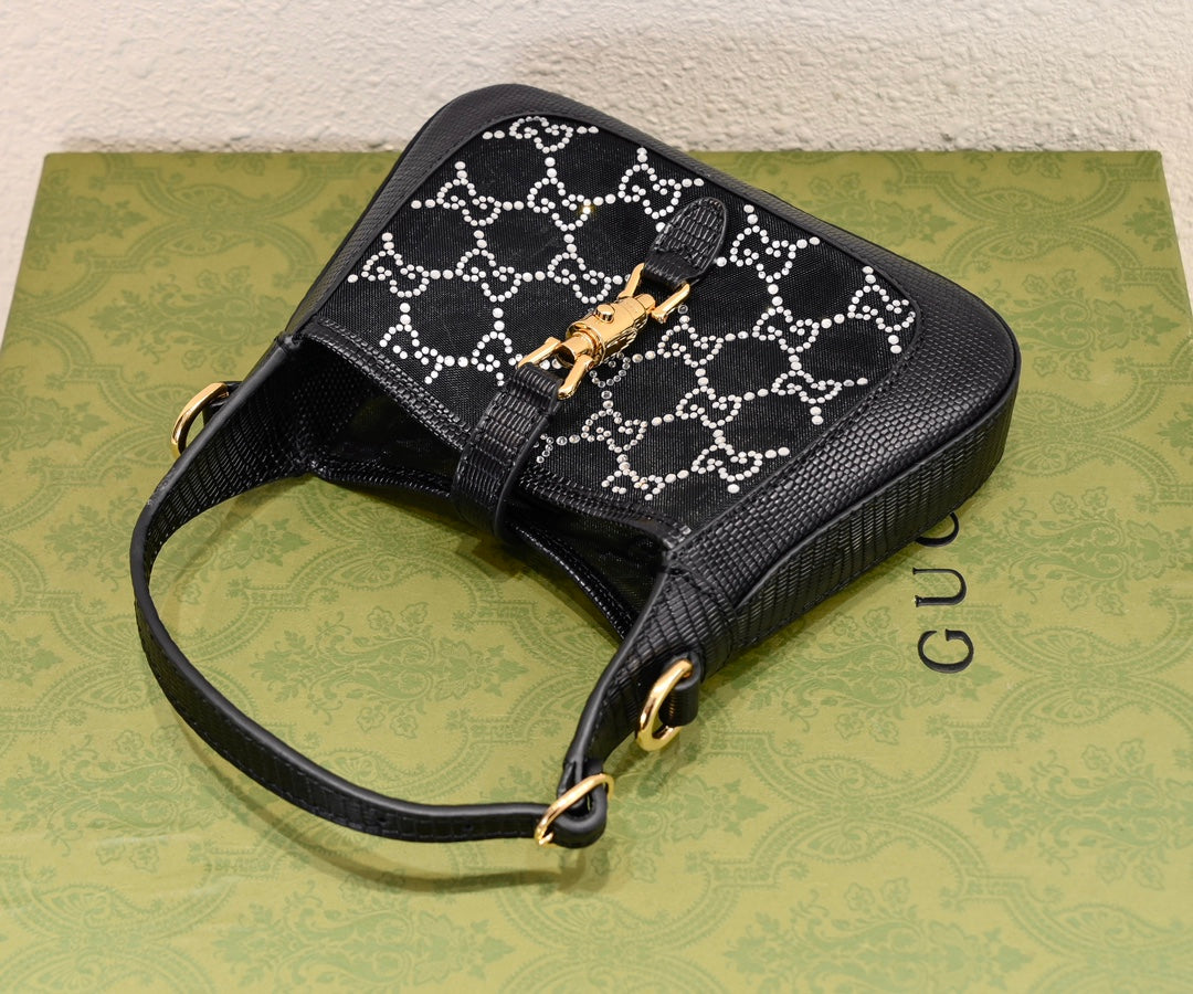Gucci Jackie 1961 Black Crystal Shoulder Bag-677027