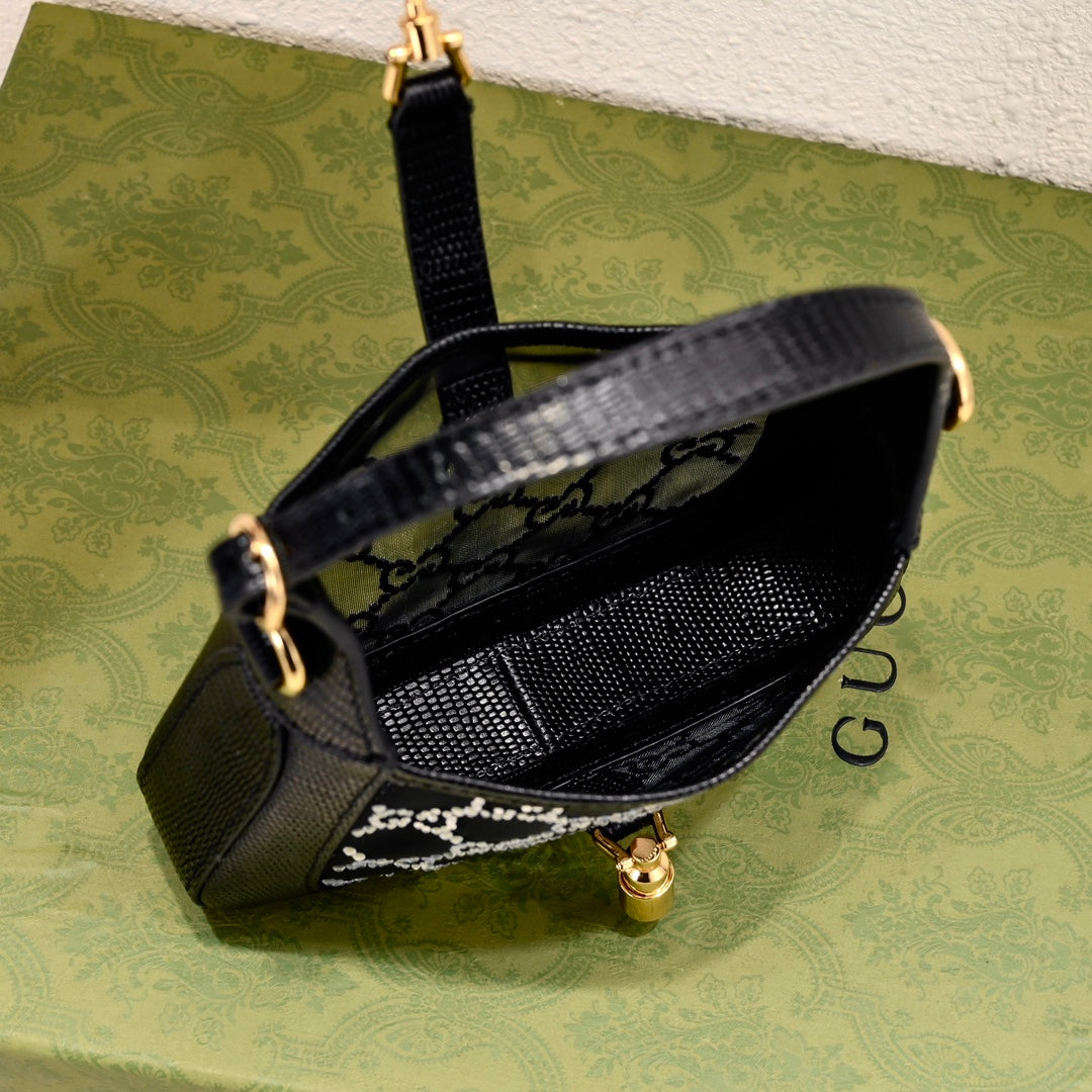Gucci Jackie 1961 Black Crystal Shoulder Bag-677027