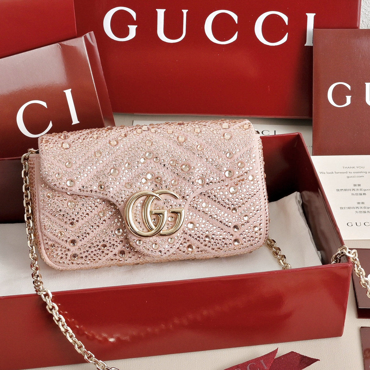 Gucci GG Marmont Crystal Mini Shoulder Bag-841290