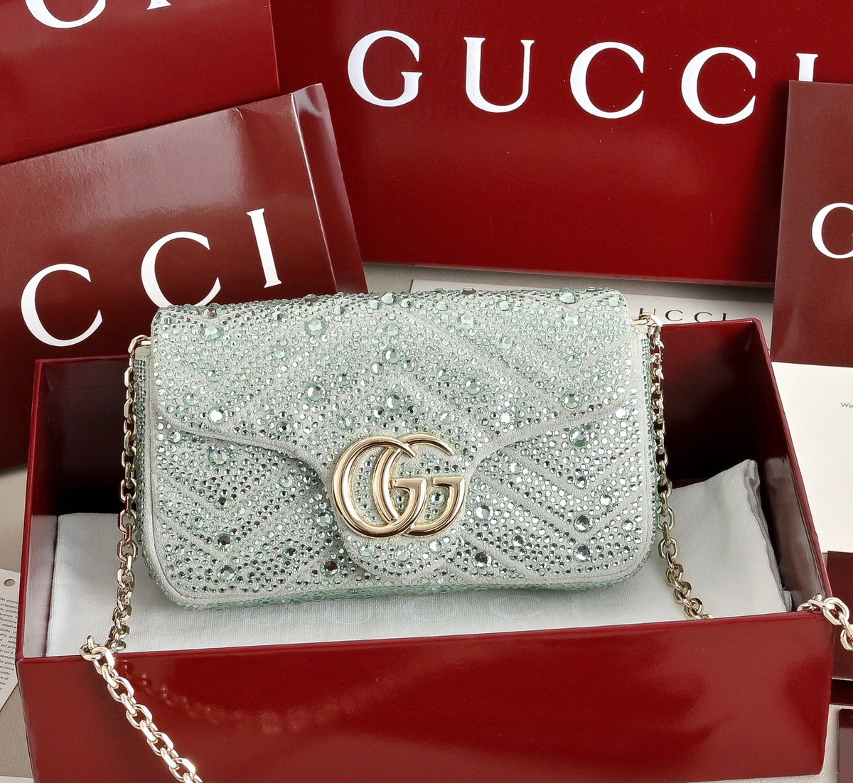 Gucci GG Marmont Crystal Mini Shoulder Bag-841290